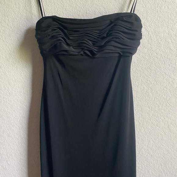 David Meister Y2K Milkmade Chiffon Black Asymmetrical Hem Cocktail Goth Dress 4 - Picture 5 of 13